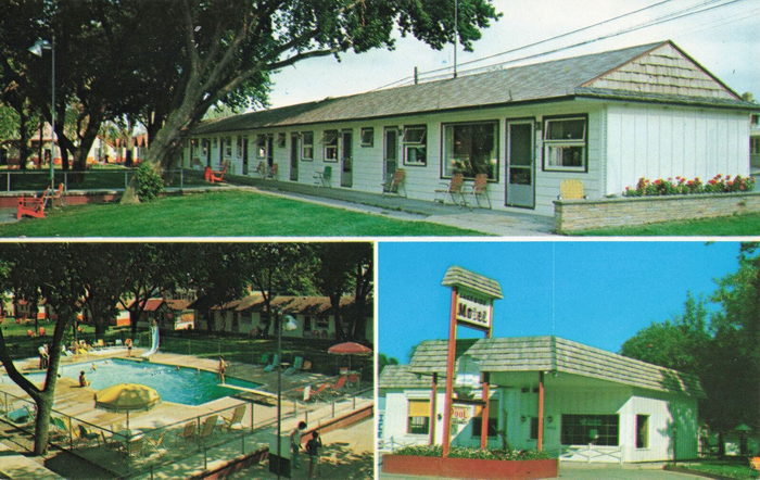 Lakeside Motor Lodge - Vintage Postcard Back (newer photo)